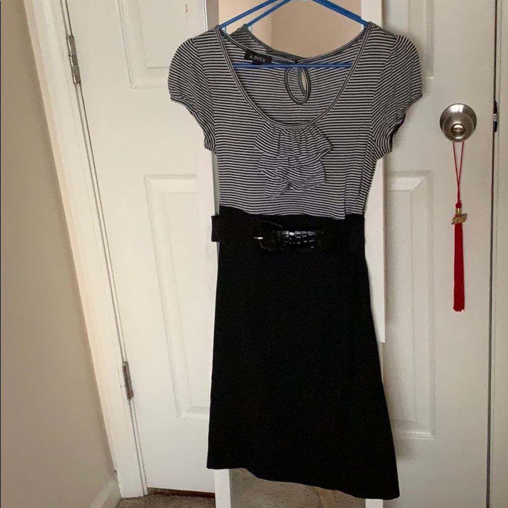 Black and white dress with belt